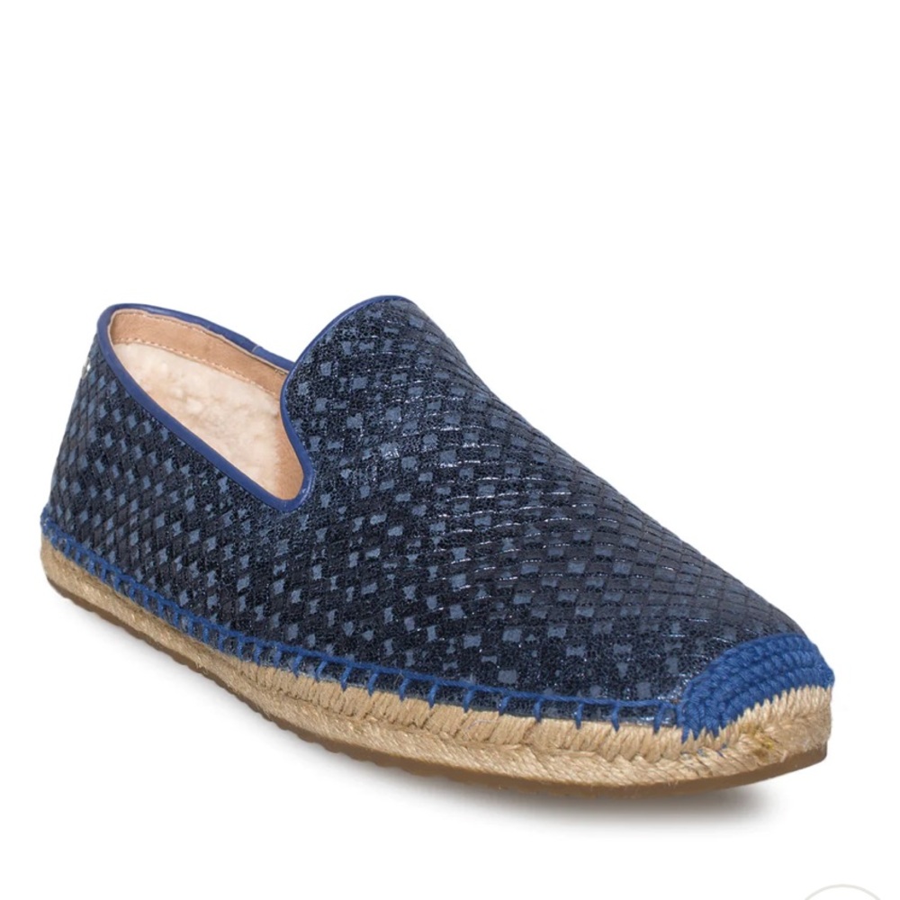 UGG SANDRINNE METALLIC BASKET RACING STRIPE BLUE SHOES 8